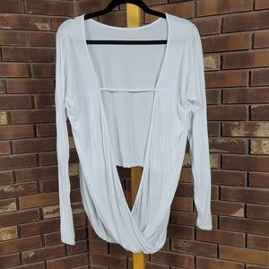 Zyia convertible cross wrap long sleeve white stretch cardigan athletic